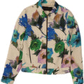 ZARA Womens Bomber Jacket UK 6 XS Blue Floral Acetate Vintage Zara and Second-Hand Zara from Messina Hembry 