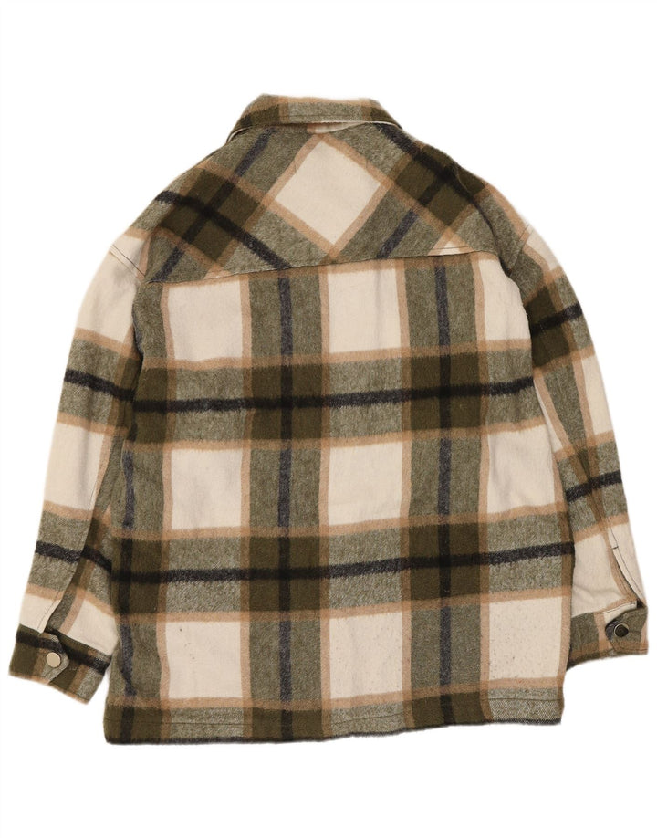Zara Womens Oversized Shacket Jacket UK 6 XS Khaki Check
