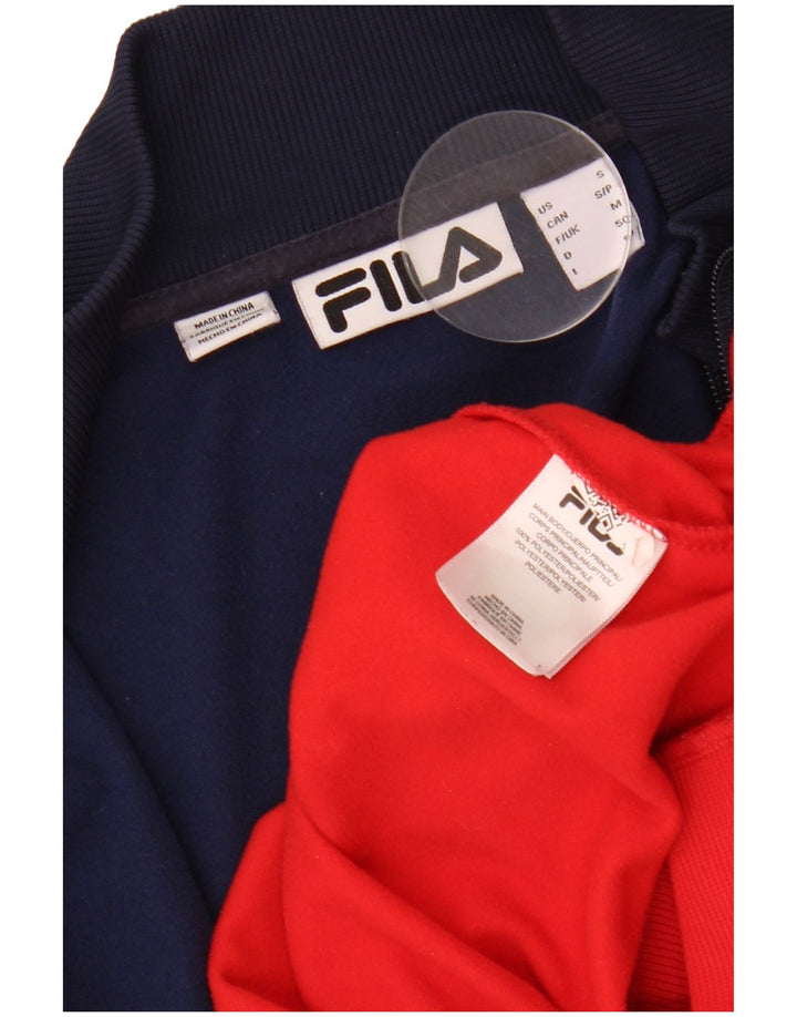 FILA Mens Tracksuit Top Jacket Small Red Colourblock Polyester