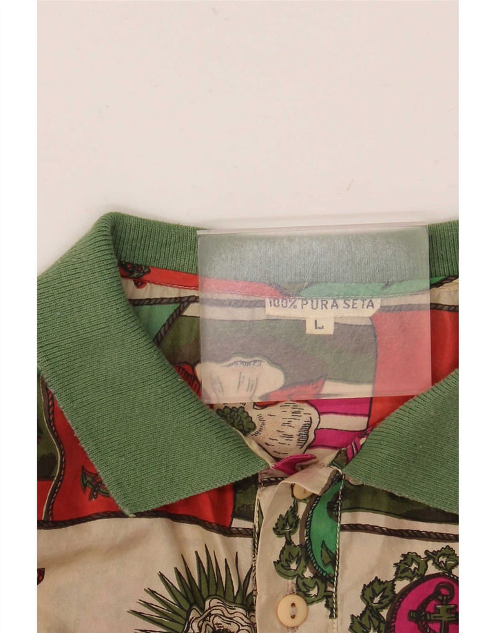 Vintage Mens Abstract Pattern Pullover Shirt Large Multicoloured