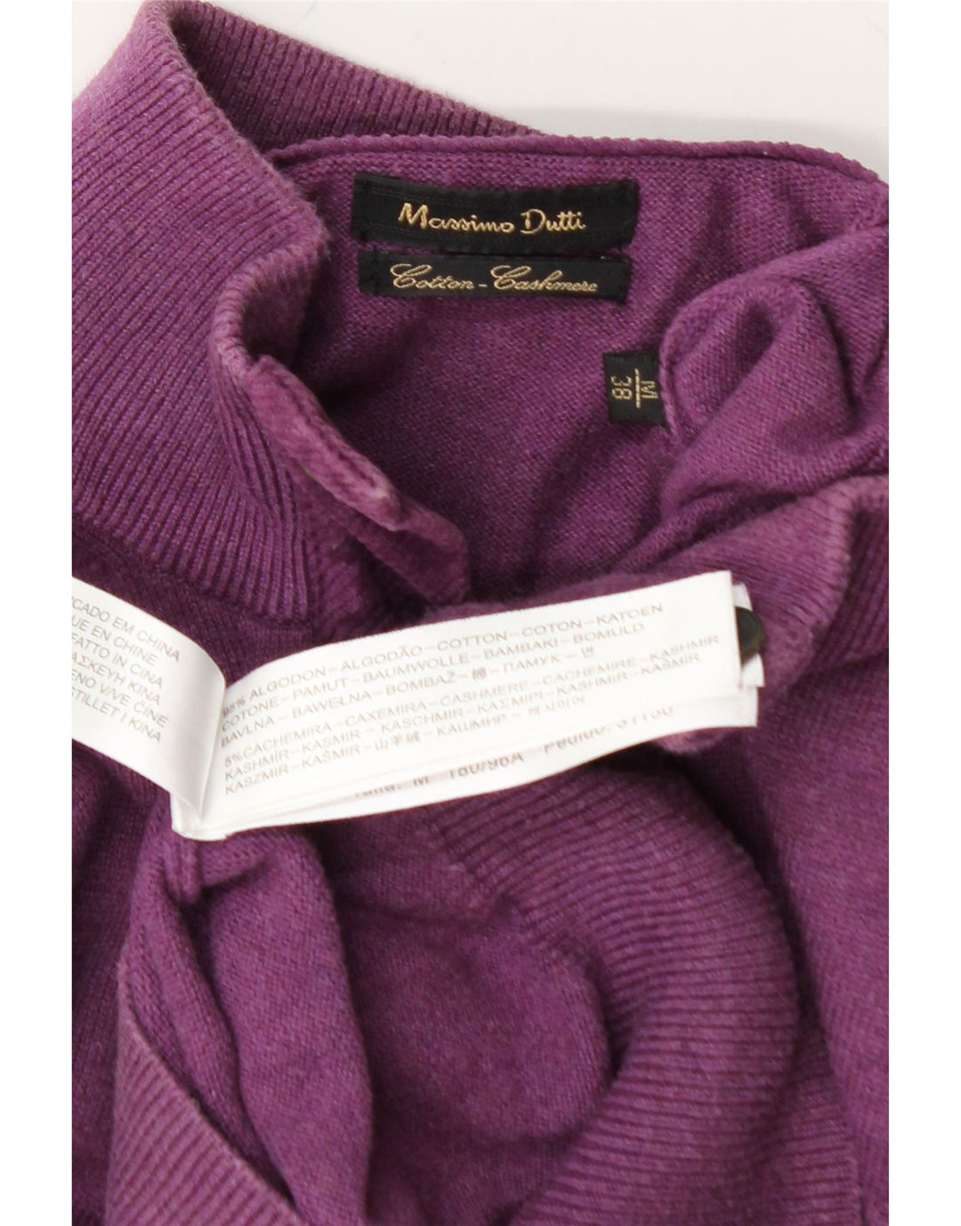 MASSIMO DUTTI Womens Button Neck Jumper Sweater UK 14 Medium Purple Cotton Vintage Massimo Dutti and Second-Hand Massimo Dutti from Messina Hembry 