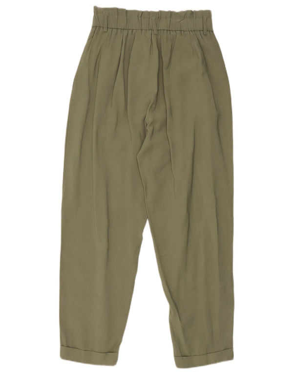 Zara Womens Pegged Cropped Trousers Small W27 L25 Khaki Viscose