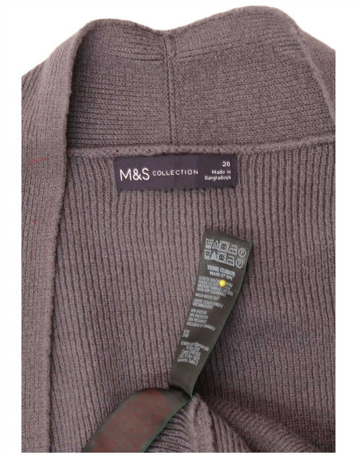 Marks & Spencer Womens Open Cardigan Sweater UK 20 2XL Grey Viscose