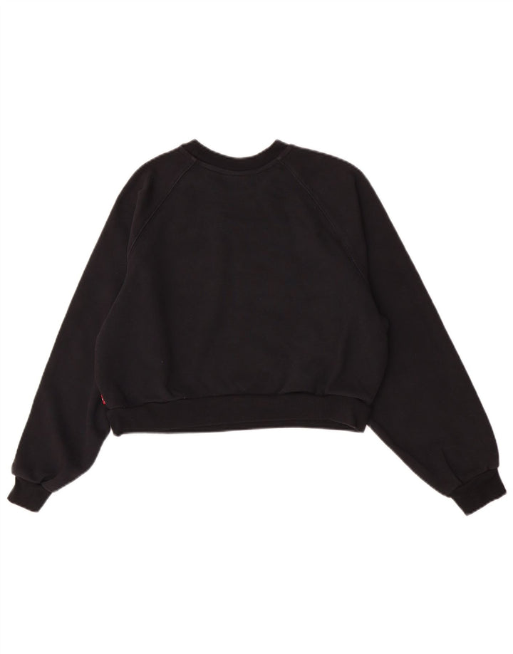 Levi's Womens Crop Oversized Sweatshirt Jumper UK 6 XS Black Cotton