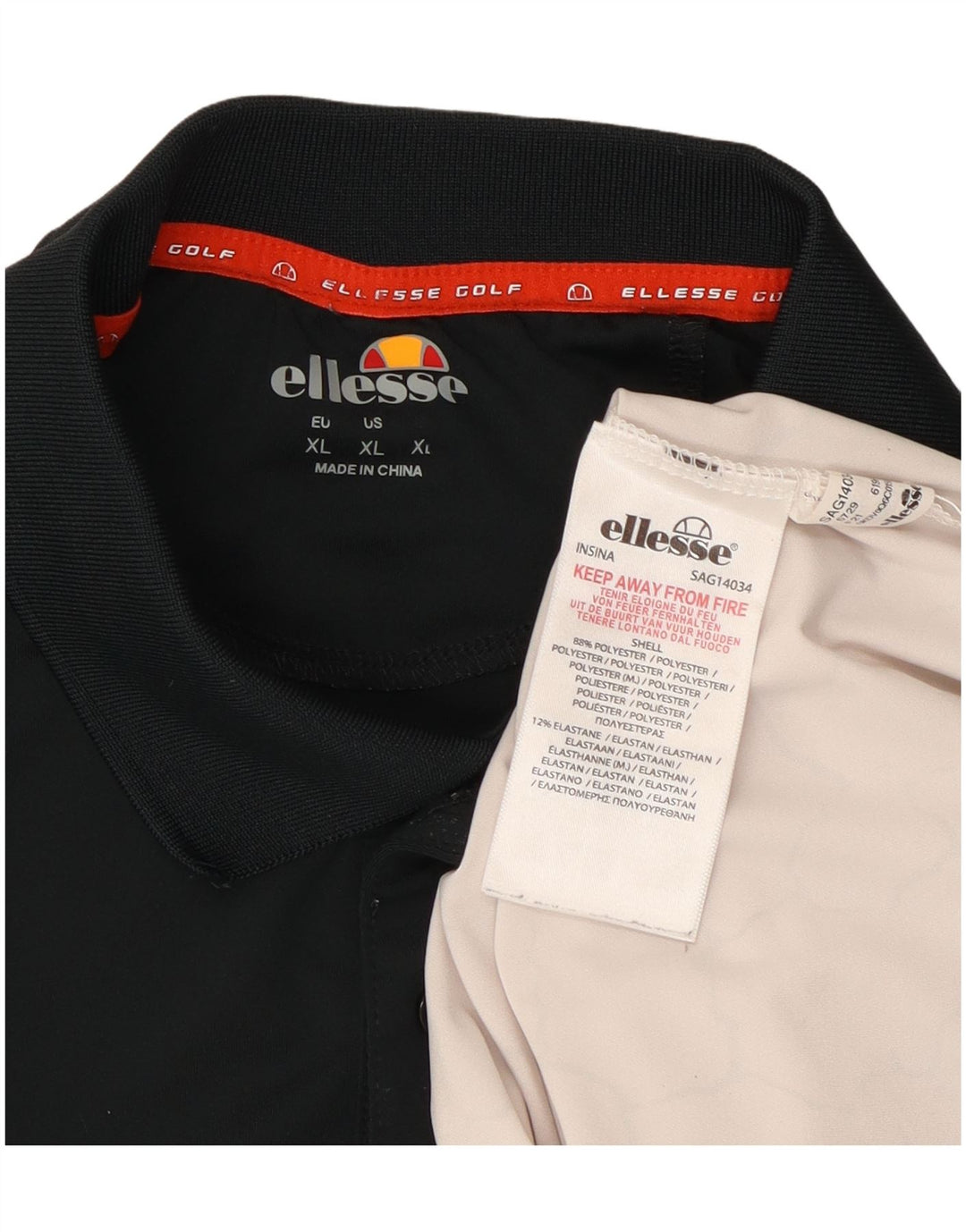 Ellesse Mens Polo Shirt XL White Colourblock Polyester