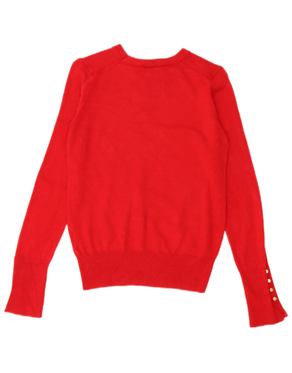 Zara Womens Crop Boat Neck Jumper Sweater UK 8 Small Red Viscose