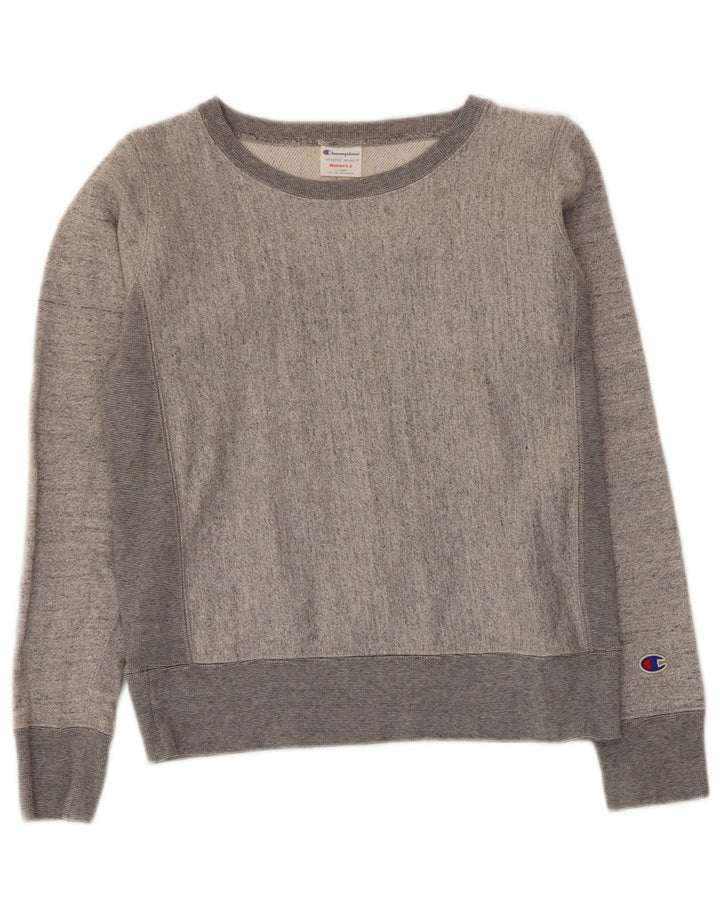 Champion Womens Sweatshirt Jumper UK 10 Small Grey Colourblock