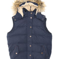 Fat Face Womens Hooded Padded Gilet UK 12 Medium Navy Blue Polyester