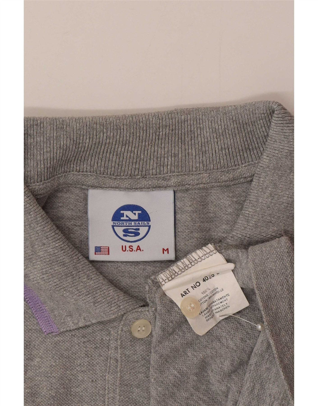 North Sails Mens Graphic Polo Shirt Medium Grey Colourblock Cotton