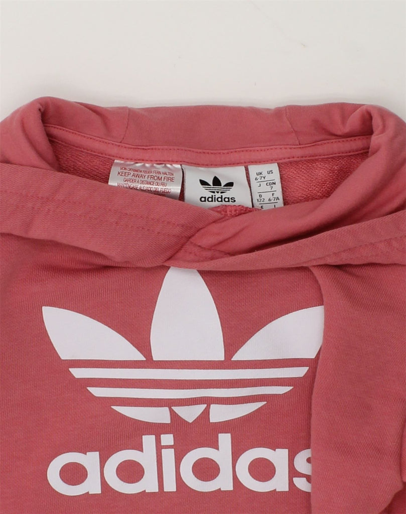 ADIDAS Girls Graphic Hoodie Jumper 6-7 Years Pink Cotton | Vintage Adidas | Thrift | Second-Hand Adidas | Used Clothing | Messina Hembry 