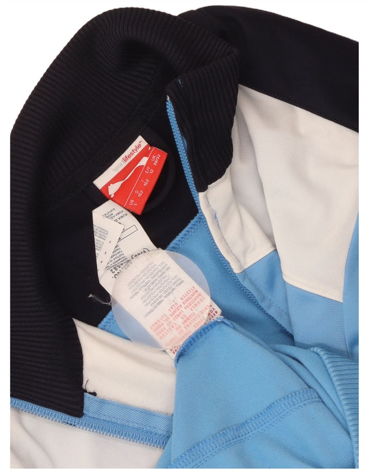 Puma Girls Tracksuit Top Jacket 11-12 Years Blue Colourblock Polyester