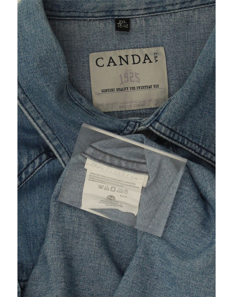CANDA Mens Short Sleeve Denim Shirt Size 45/46 XL Blue Cotton Vintage Canda and Second-Hand Canda from Messina Hembry 