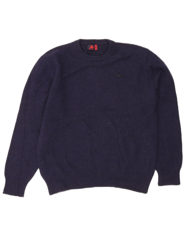 Kappa Womens Crew Neck Jumper Sweater UK 14 Medium Navy Blue Wool