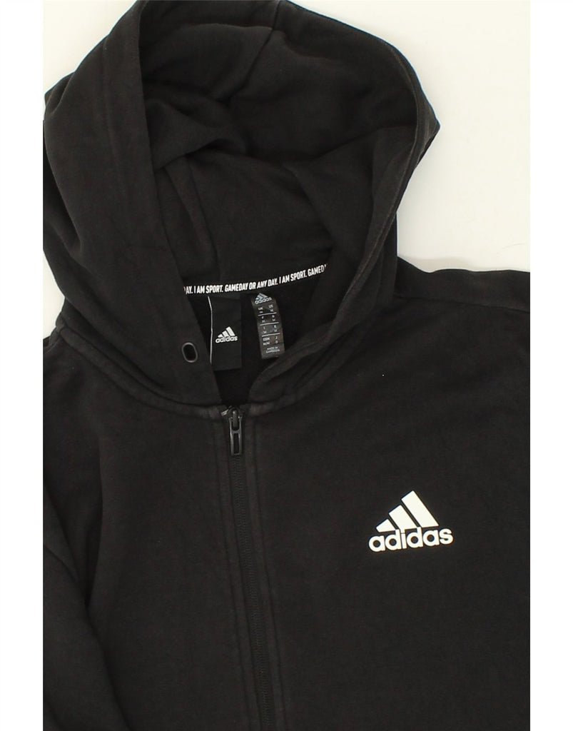 ADIDAS Mens Graphic Zip Hoodie Sweater Medium Black Cotton | Vintage Adidas | Thrift | Second-Hand Adidas | Used Clothing | Messina Hembry 