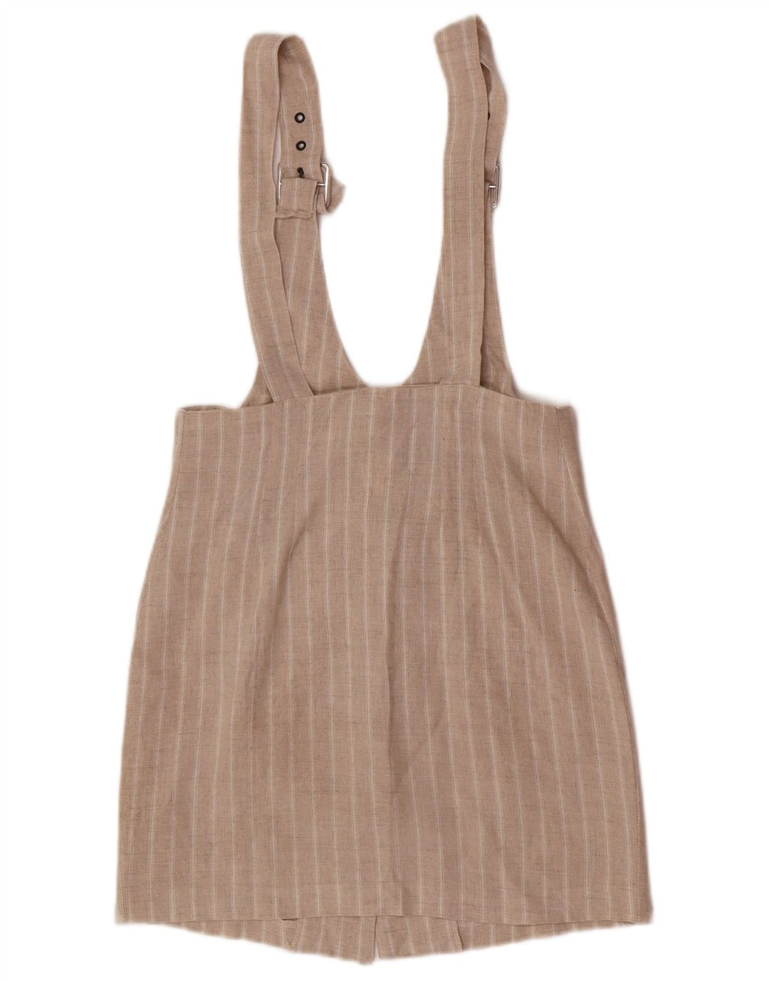 Vintage Womens Dungarees Skirt Medium W30  Beige Striped Viscose