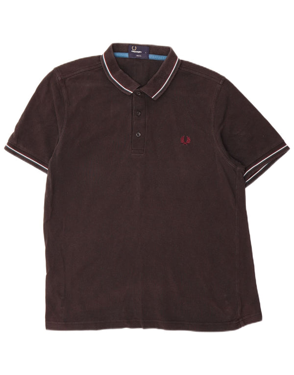 Fred Perry Mens Slim Fit Polo Shirt Large Black Cotton