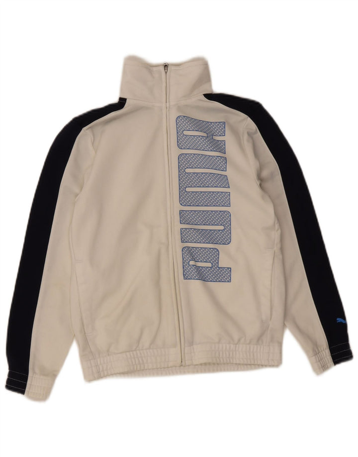 Puma Boys Graphic Tracksuit Top Jacket 9-10 Years White Colourblock
