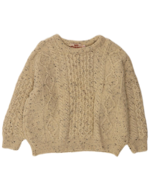 Irish Homecraft Womens Boat Neck Jumper Sweater UK 18 XL Beige Flecked