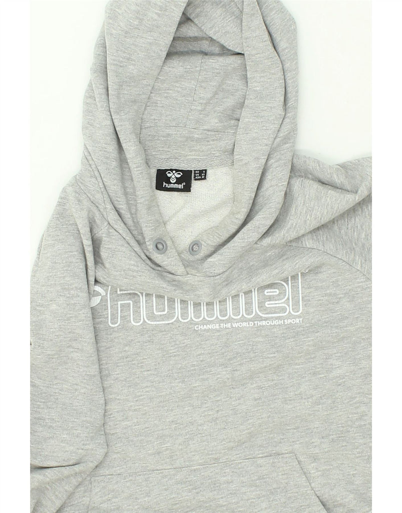 HUMMEL Womens Oversized Graphic Hoodie Jumper UK 10 Small Grey Cotton | Vintage Hummel | Thrift | Second-Hand Hummel | Used Clothing | Messina Hembry 