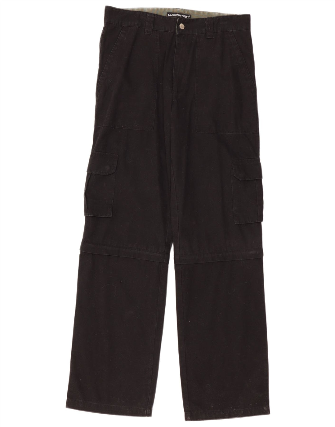 Weipper Mens Straight Cargo Trousers W34 L34 Black Cotton