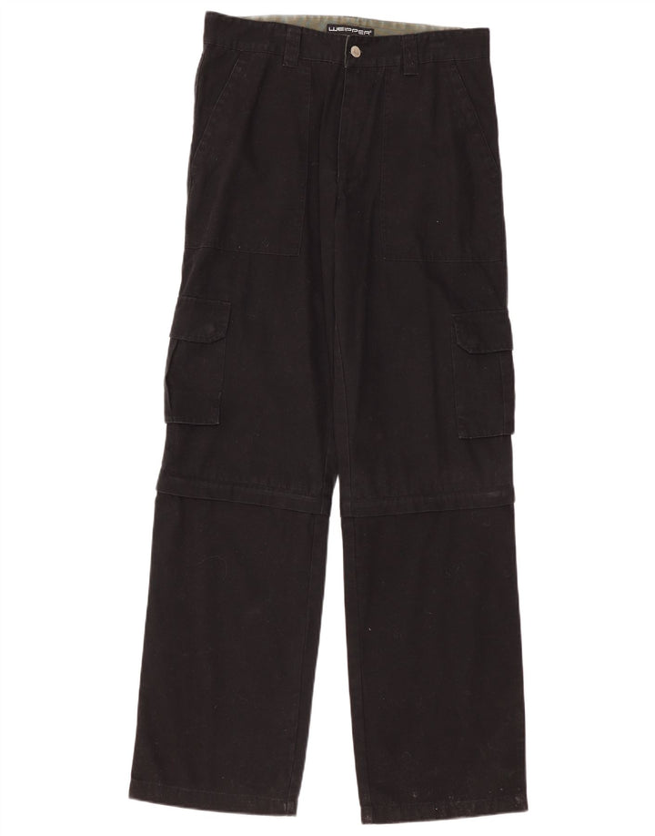Weipper Mens Straight Cargo Trousers W34 L34 Black Cotton
