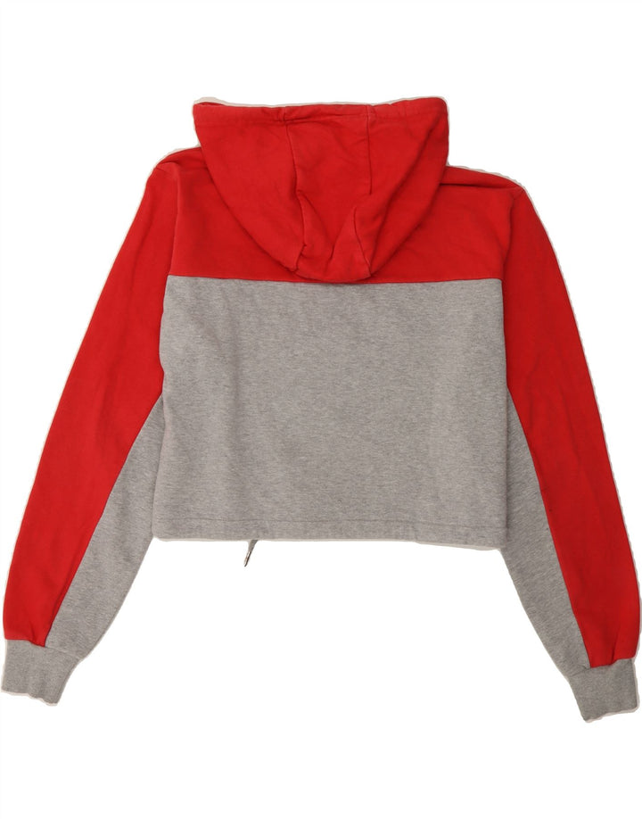 ELLESSE Womens Oversized Crop Hoodie Jumper UK 12 Medium Red Colourblock Vintage Ellesse and Second-Hand Ellesse from Messina Hembry 