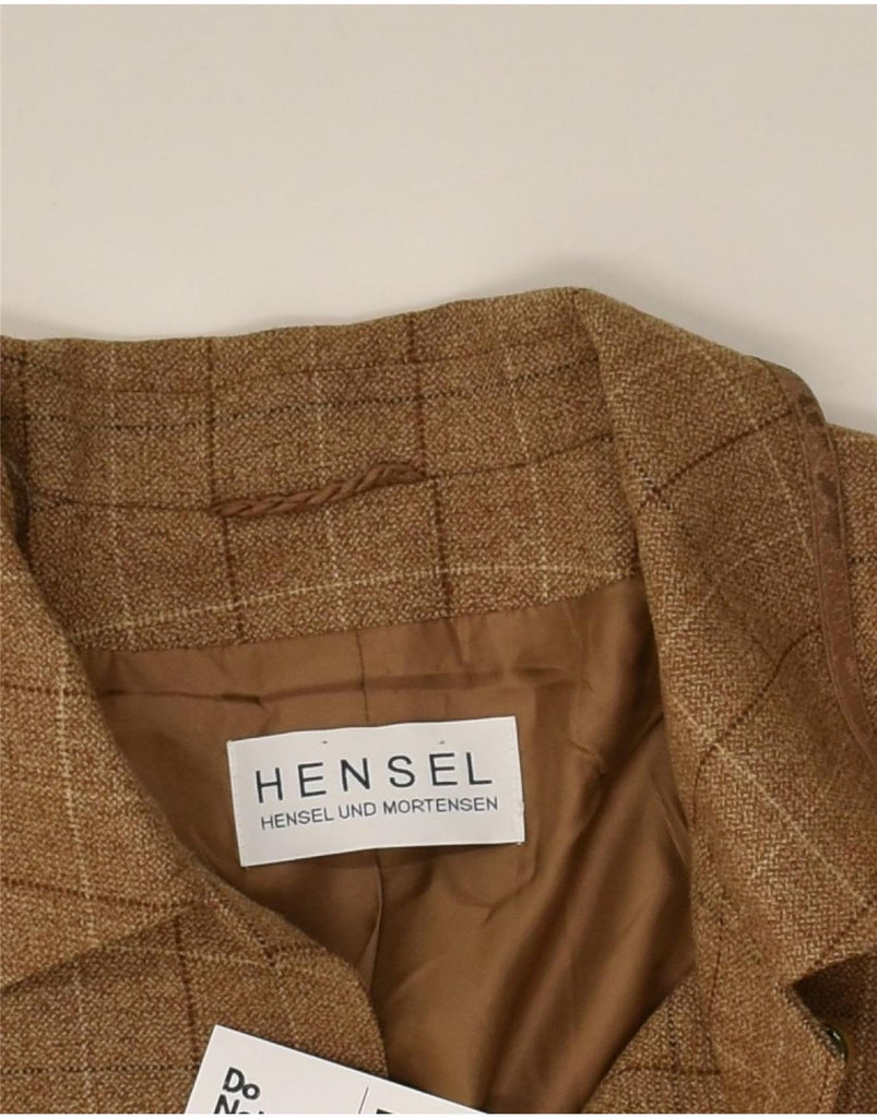 HENSEL Womens 5 Button Blazer Jacket UK 20 2XL Brown Check Wool Vintage Hensel and Second-Hand Hensel from Messina Hembry 