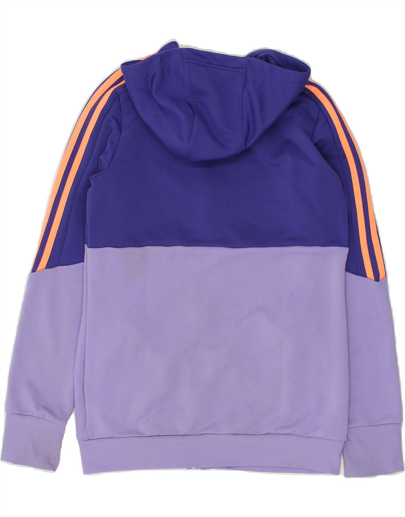 ADIDAS Girls Zip Hoodie Sweater 14-15 Years Purple Colourblock Polyester | Vintage Adidas | Thrift | Second-Hand Adidas | Used Clothing | Messina Hembry 