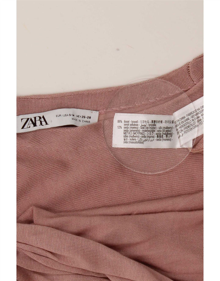 Zara Womens Oversized Top Long Sleeve UK 10 Small Pink Lyocell