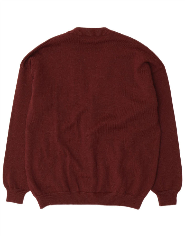 Il Granchio Mens Cardigan Sweater Large Burgundy Striped