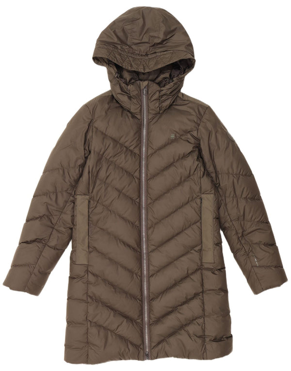 G-STAR Womens Hooded Padded Coat UK 14 Medium Khaki Polyester
