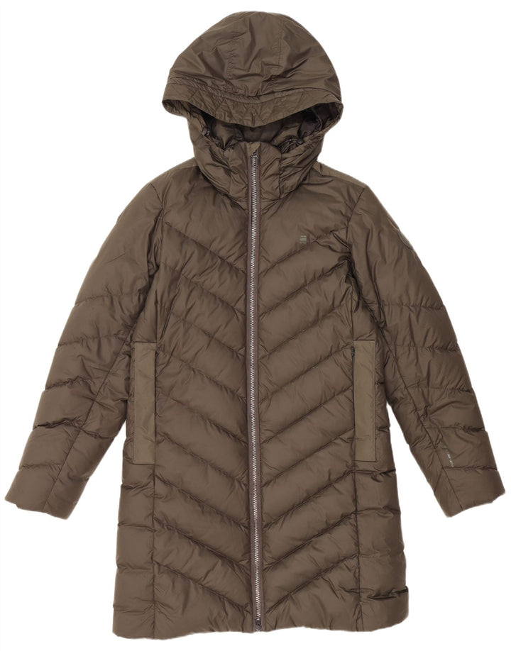 G-STAR Womens Hooded Padded Coat UK 14 Medium Khaki Polyester