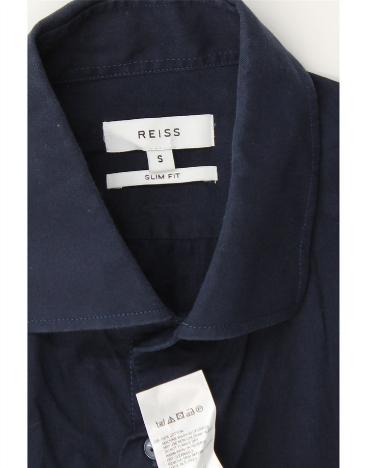 REISS Mens Slim Fit Shirt Small Navy Blue Cotton