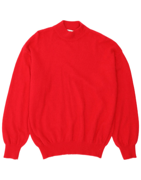 VINTAGE Womens Turtle Neck Jumper Sweater UK 16 Large Red Angora