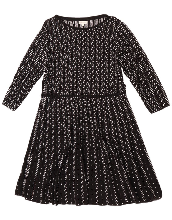Monsoon Womens 3/4 Sleeve Jumper Dress UK 18 XL Black Geometric Viscose