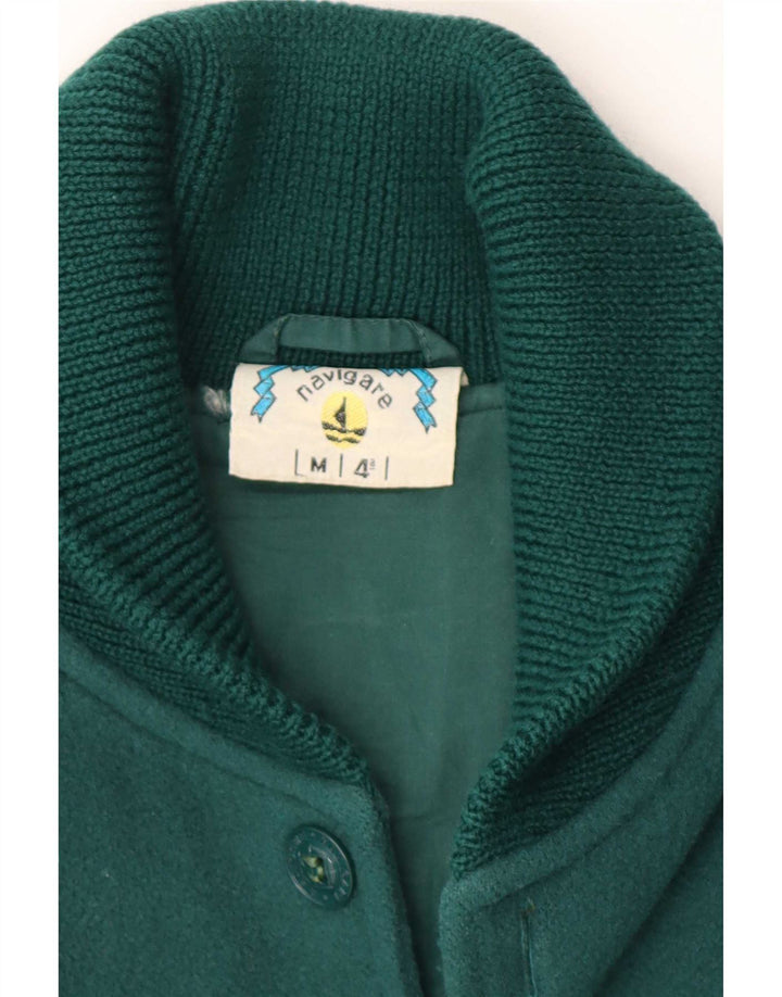 Navigare Mens Knit Bomber Jacket UK 38 Medium Green Check Wool