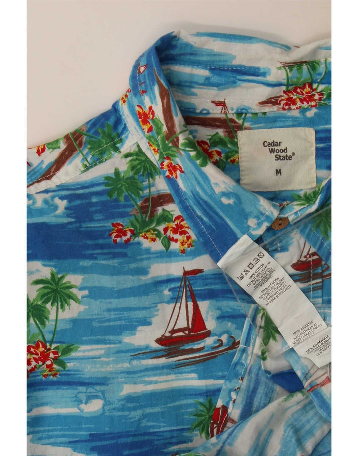 Cedarwood State Mens Short Sleeve Shirt Medium Blue Cotton Hawaiian