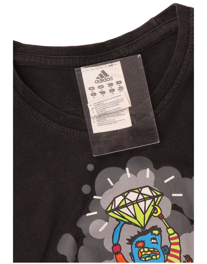 Adidas Mens Graphic T-Shirt Top Medium Black Cotton