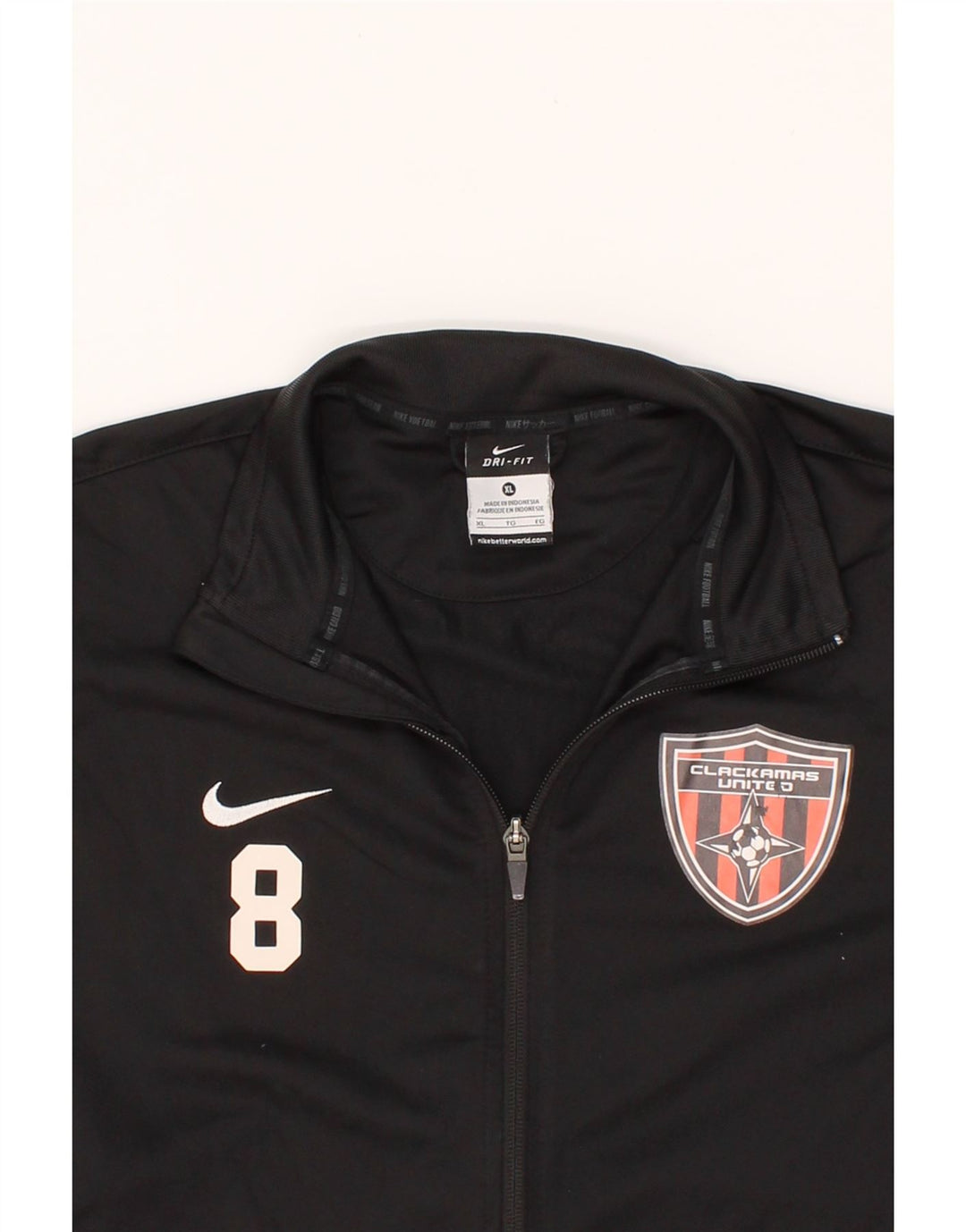NIKE Boys Dri Fit Graphic Tracksuit Top Jacket 13-14 Years XL Black Vintage Nike and Second-Hand Nike from Messina Hembry 