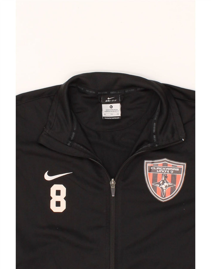 NIKE Boys Dri Fit Graphic Tracksuit Top Jacket 13-14 Years XL Black Vintage Nike and Second-Hand Nike from Messina Hembry 