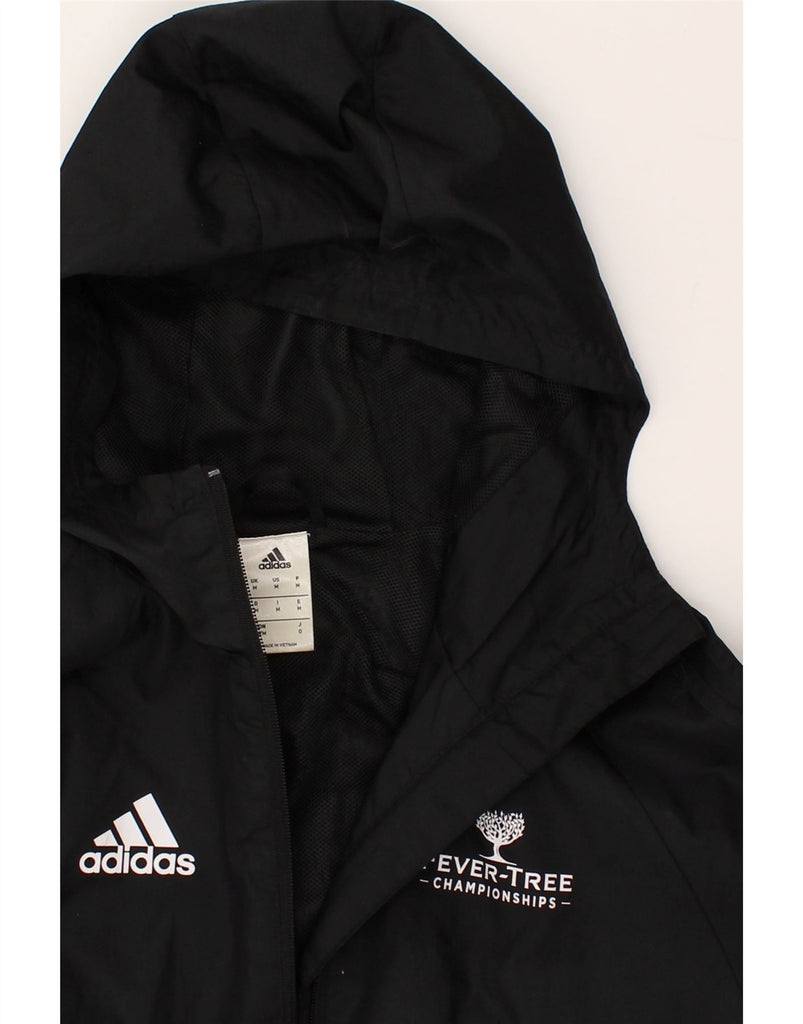 ADIDAS Mens Hooded Tracksuit Top Jacket Medium Black Polyester | Vintage Adidas | Thrift | Second-Hand Adidas | Used Clothing | Messina Hembry 