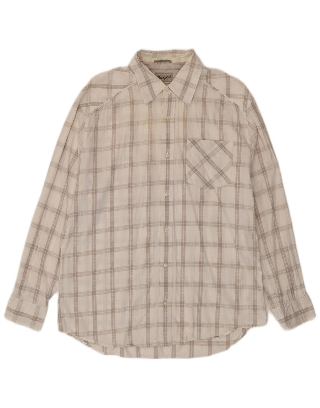 Wrangler Mens Classic Slim Fit Shirt XL Off White Check Cotton
