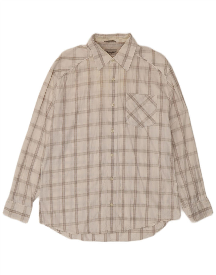 Wrangler Mens Classic Slim Fit Shirt XL Off White Check Cotton
