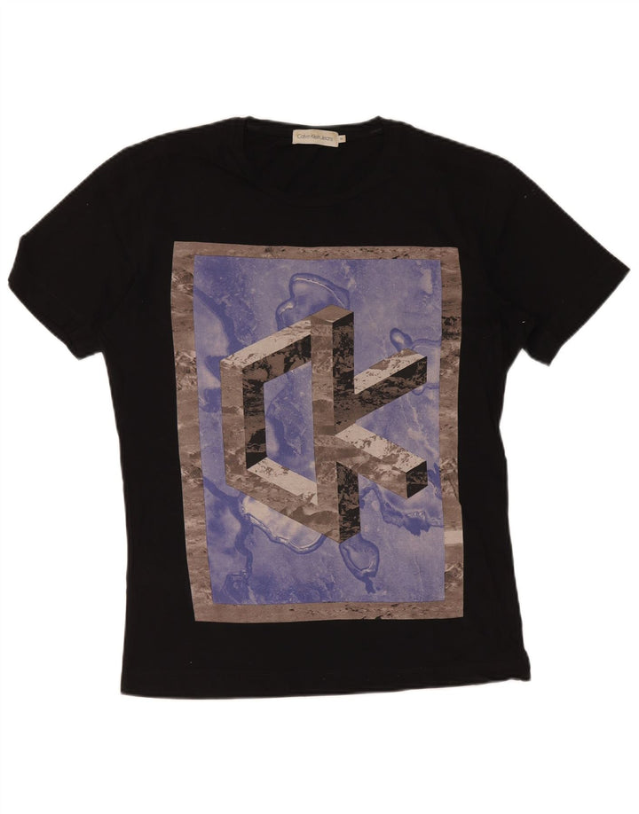 CALVIN KLEIN JEANS Mens Graphic T-Shirt Top Medium Black Cotton