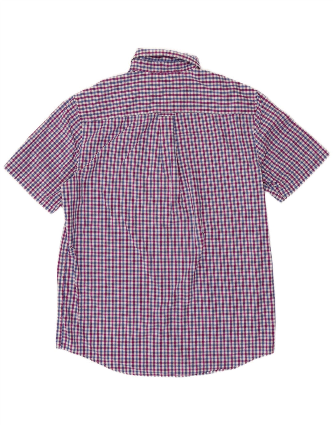 CHAPS Mens Easy Care Short Sleeve Shirt Medium Blue Gingham Cotton