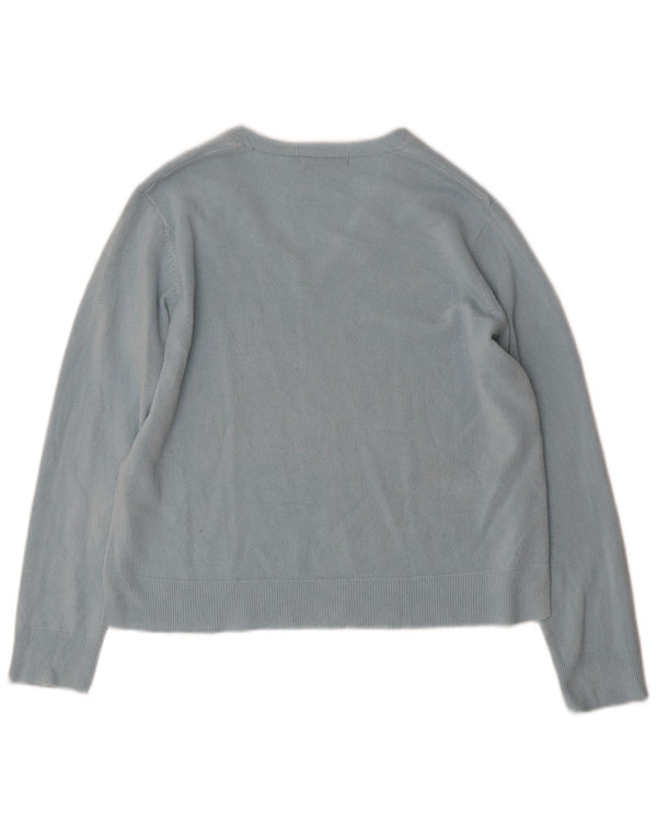 Marks & Spencer Womens V-Neck Jumper Sweater UK 16 Large Turquoise Acrylic