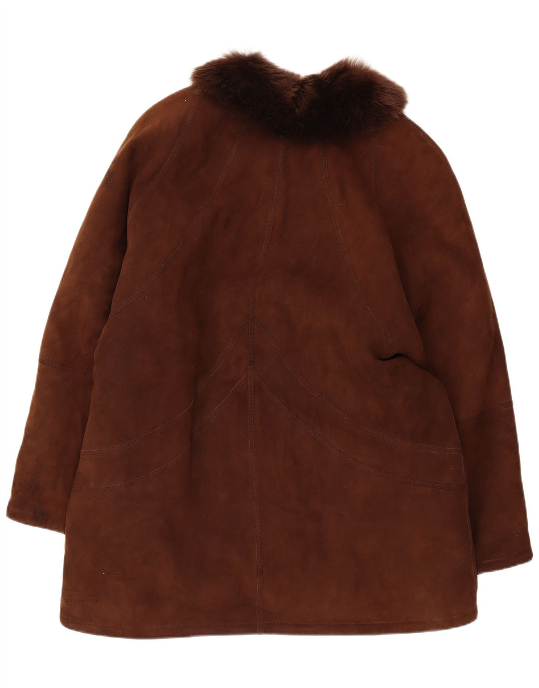 Vintage Womens Shearling Coat UK 14 Large Brown