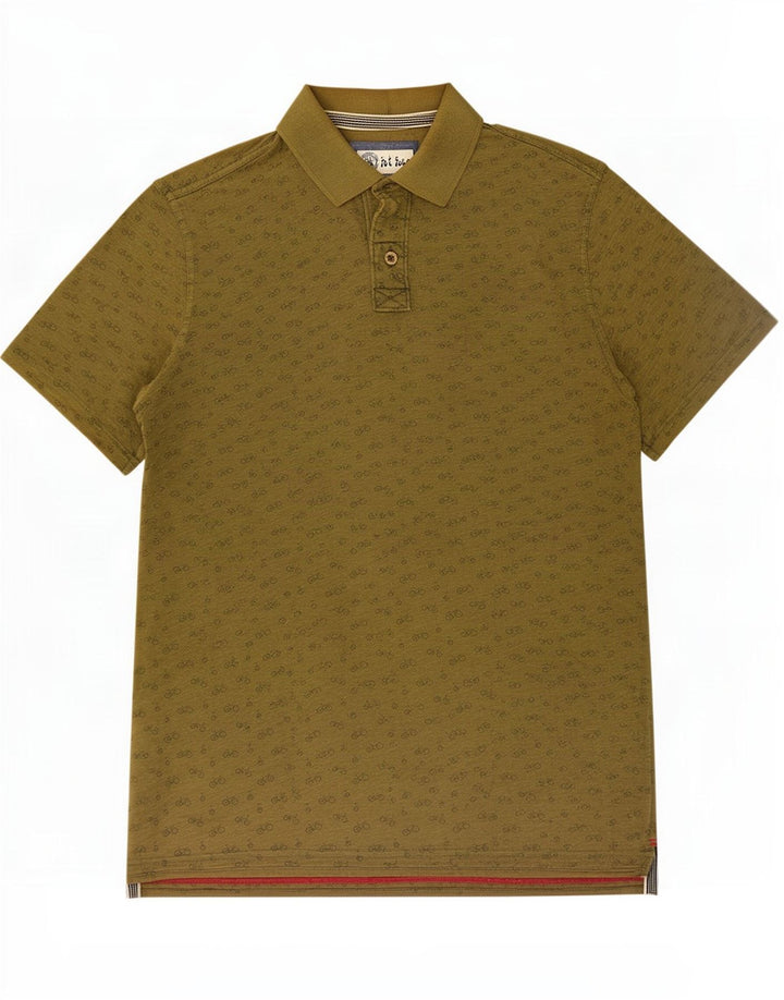 Fat Face Mens Abstract Pattern Polo Shirt Medium Khaki Cotton