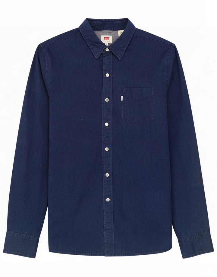 Levi's Mens Shirt Medium Navy Blue Cotton