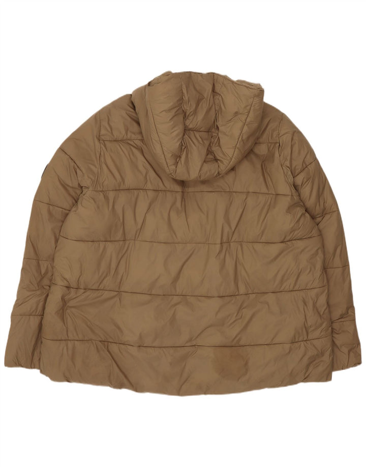 Zara Womens Hooded Padded Jacket UK 20 2XL Beige Polyester